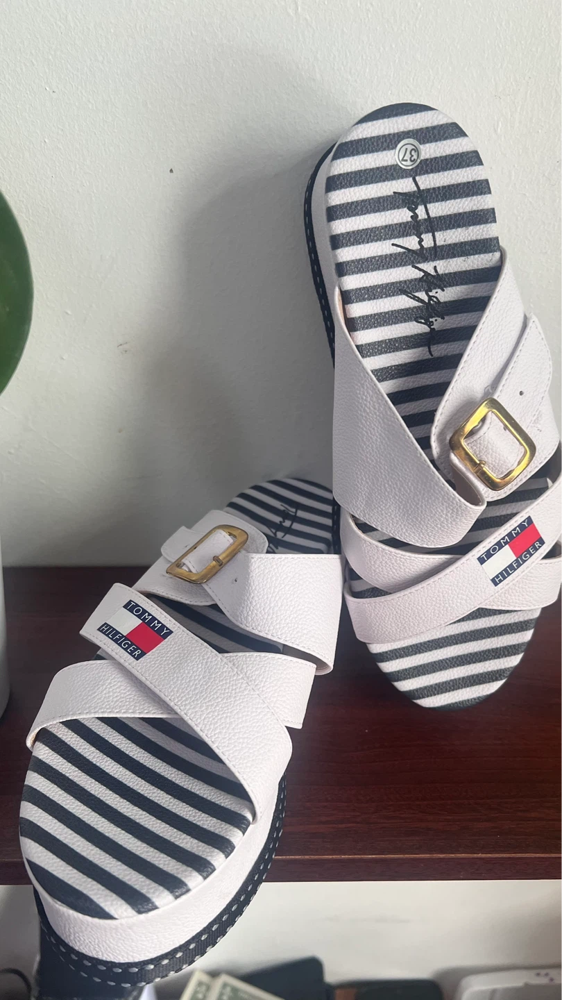 Tommy Hilfiger White Platform Wedge Sandals Size 37 - photo 4