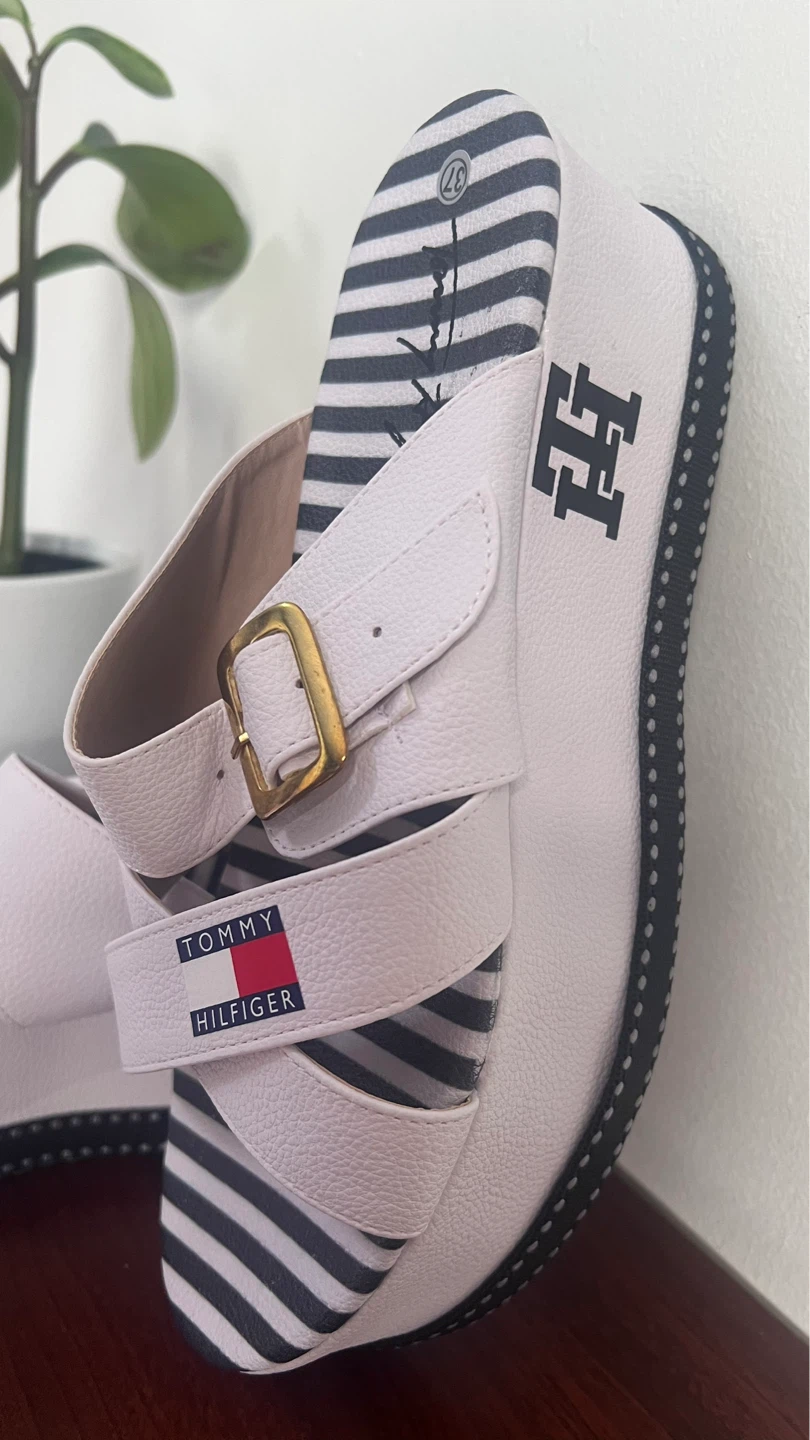 Tommy Hilfiger White Platform Wedge Sandals Size 37 - photo 3
