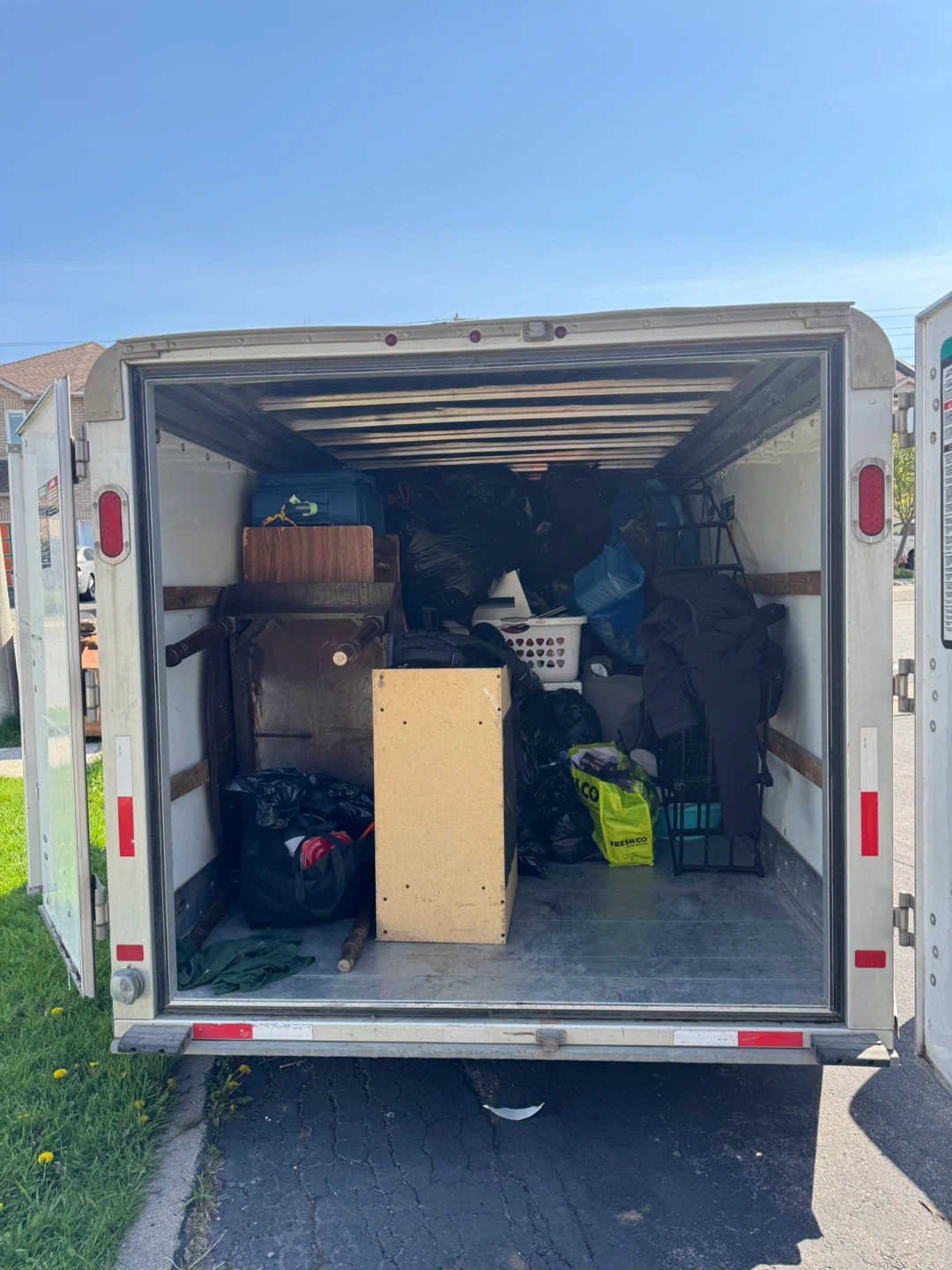 Furniture, sofa, mattress, luggage delivery truck and driver