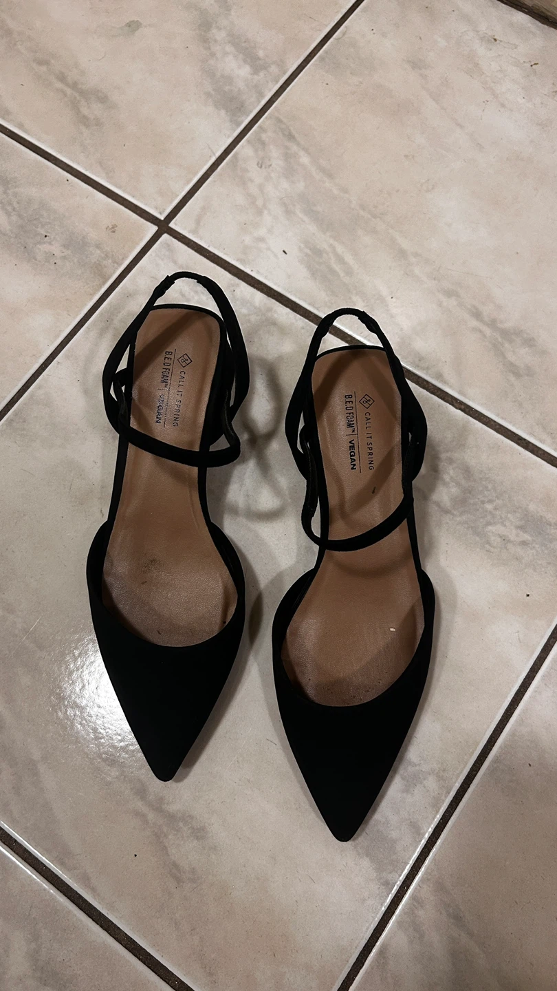 Call It Spring Black Vegan Slingback Heels