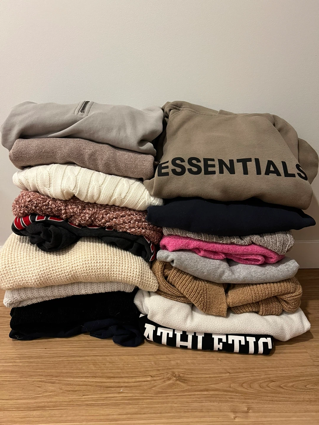 Bundle of various sweaters and hoodies