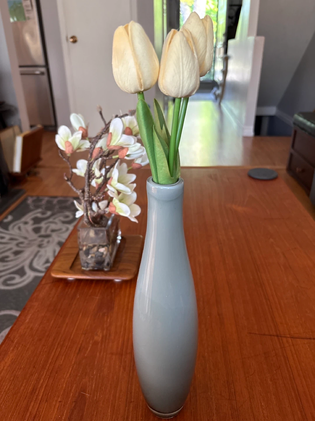 Artificial Tulip Arrangement in Grey Vase