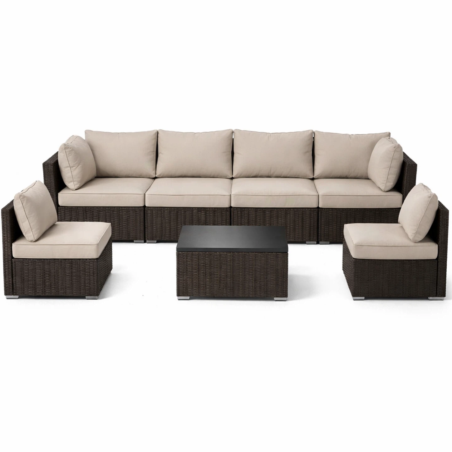 Boho patio set with coffee table 7-piece