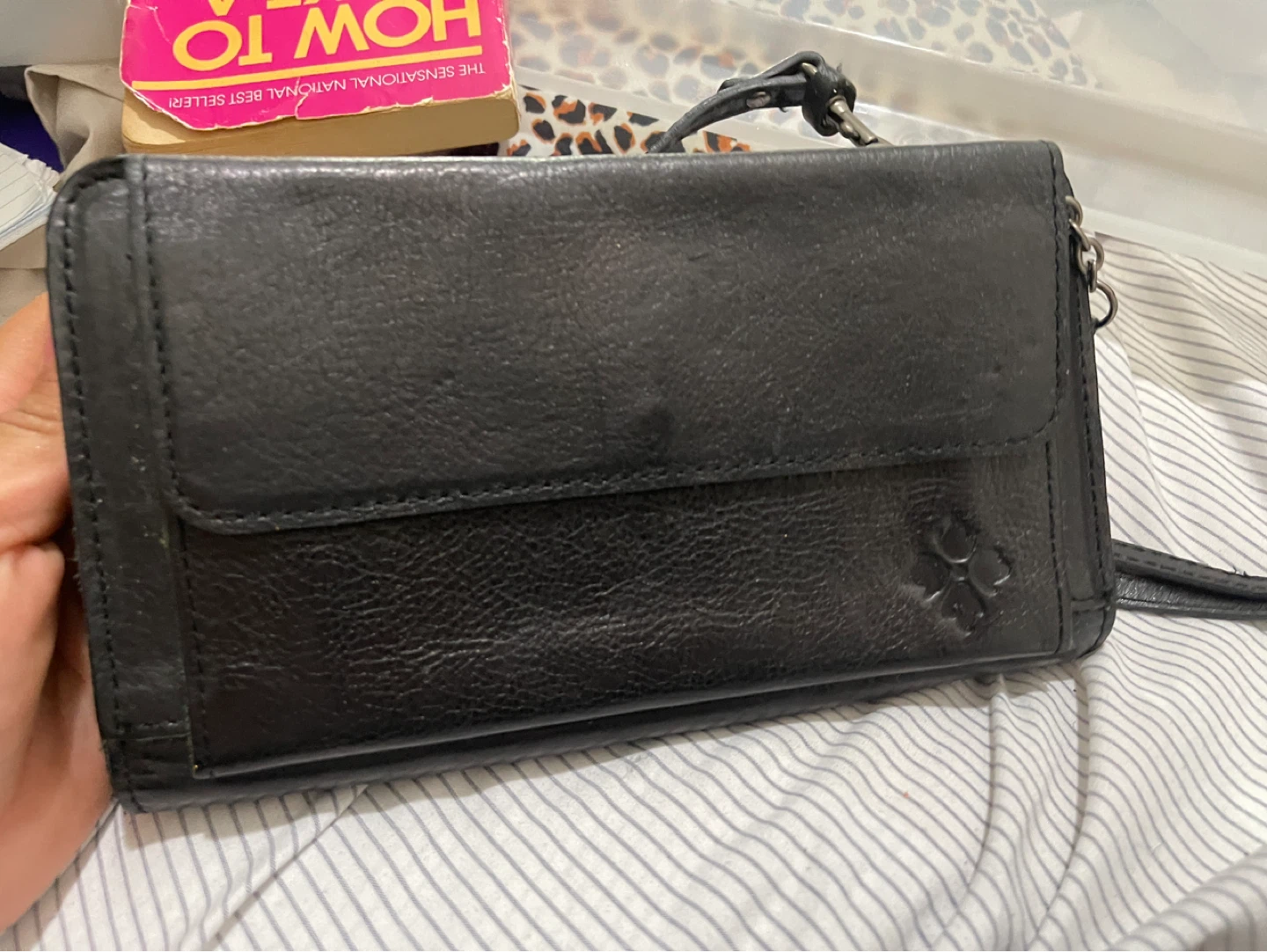 Patricia Nash Black Leather Wallet Clutch