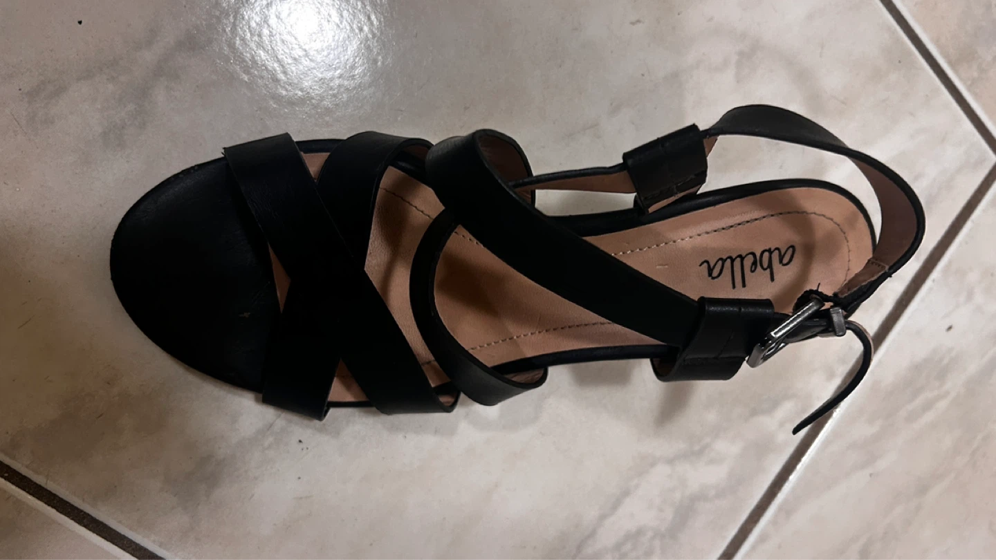 Abella Black Strappy Block Heel Sandals