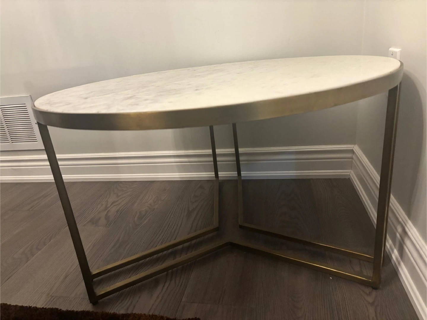 Round Marble Top Coffee Table with Gold Base