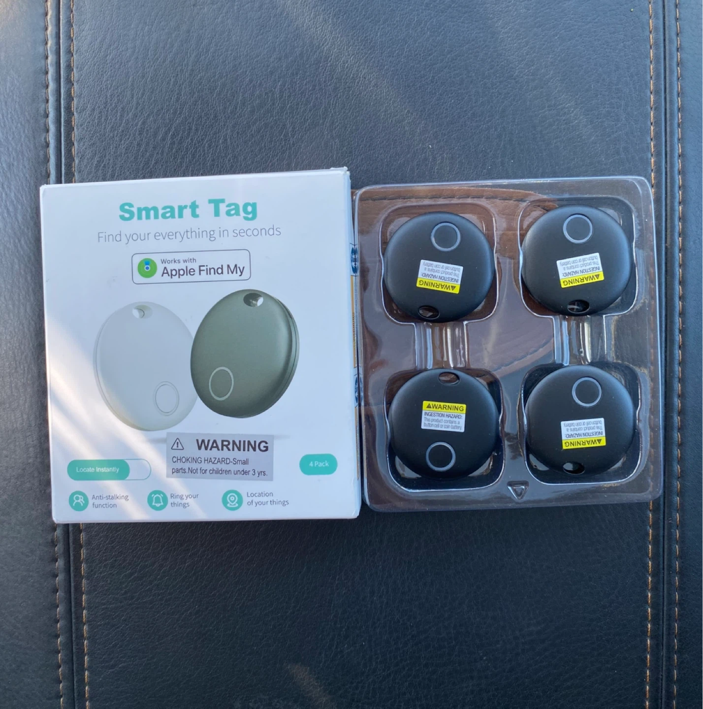 4-Pack Smart Tag Item Tracker (Works with Apple Find My)