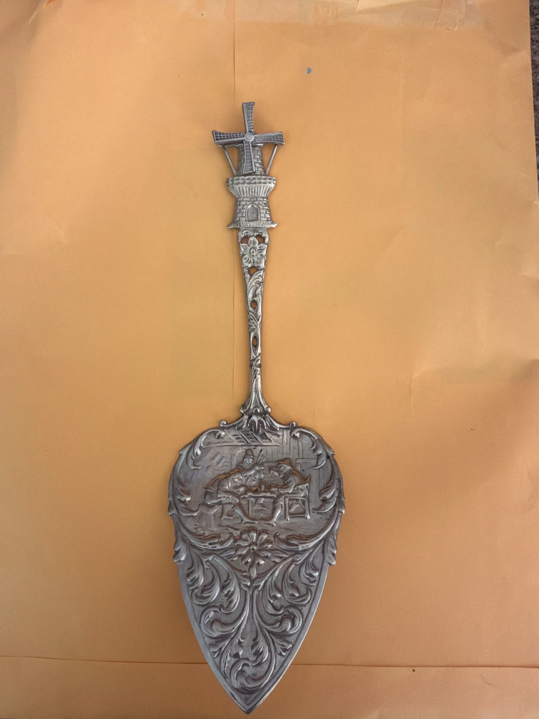 Decorative Cake Server with Windmill and Dutch Scene