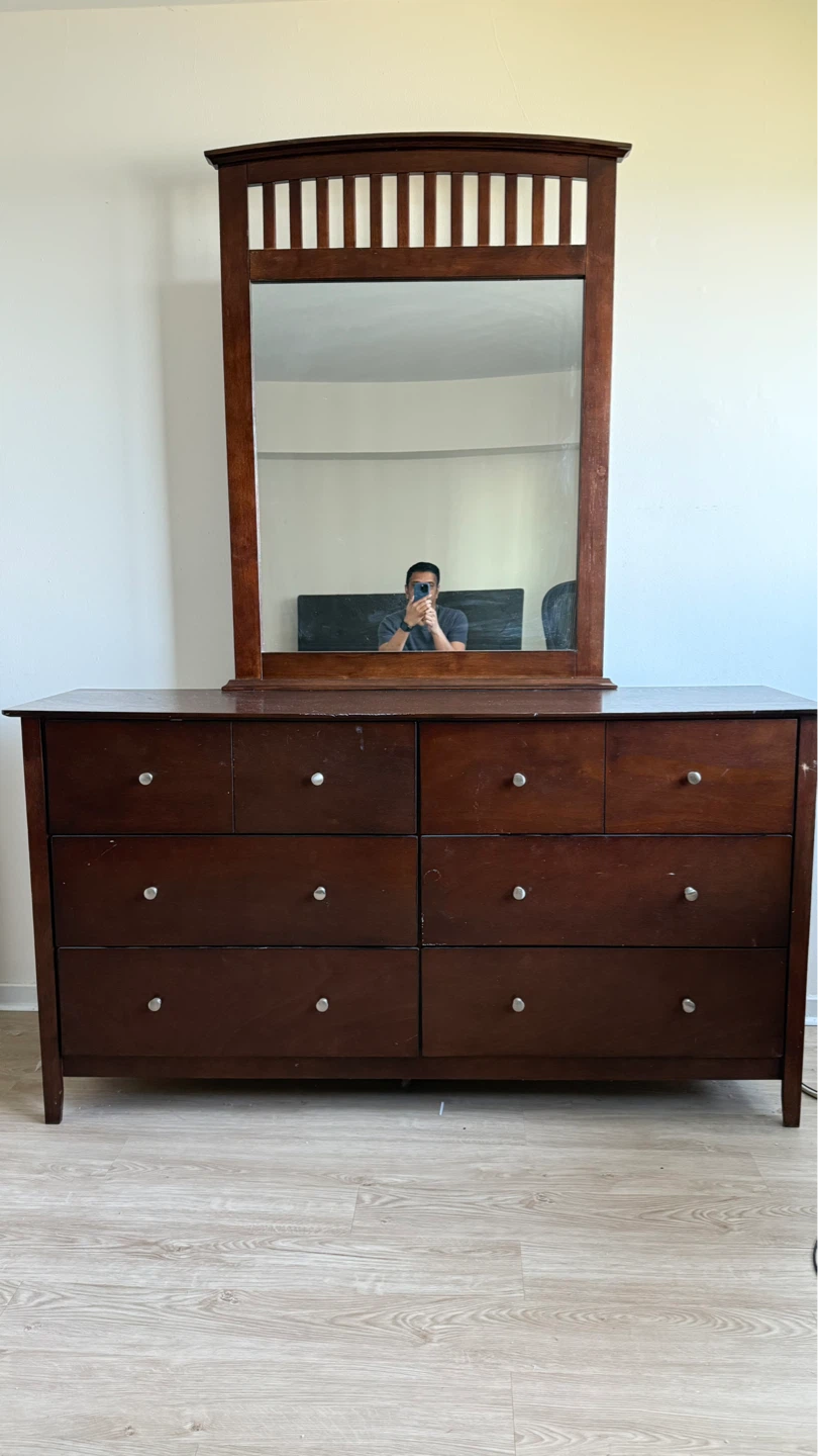 Dark Wood Dresser with Mirror