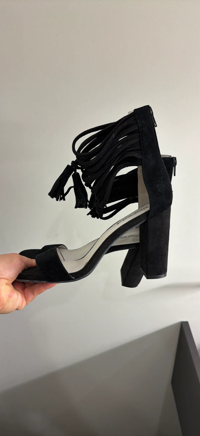 Jeffrey Campbell Black Suede Fringe Heels - photo 3