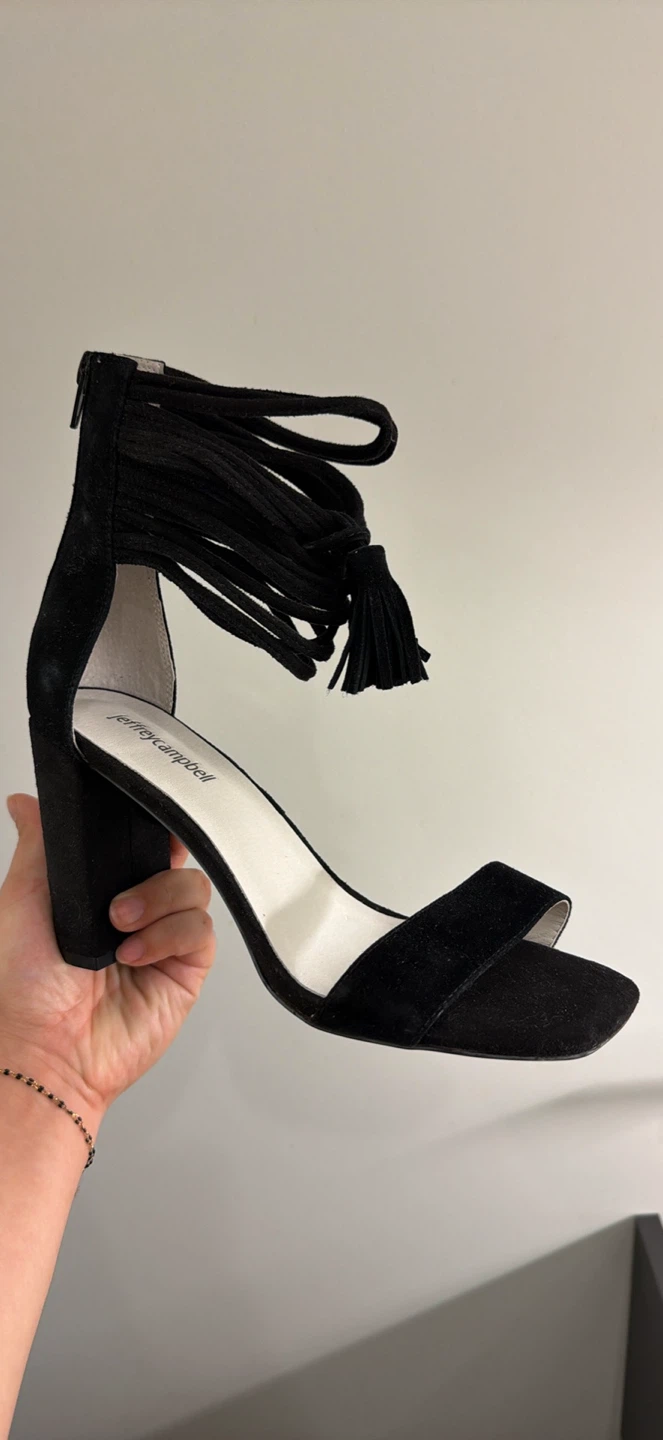 Jeffrey Campbell Black Suede Fringe Heels - photo 2
