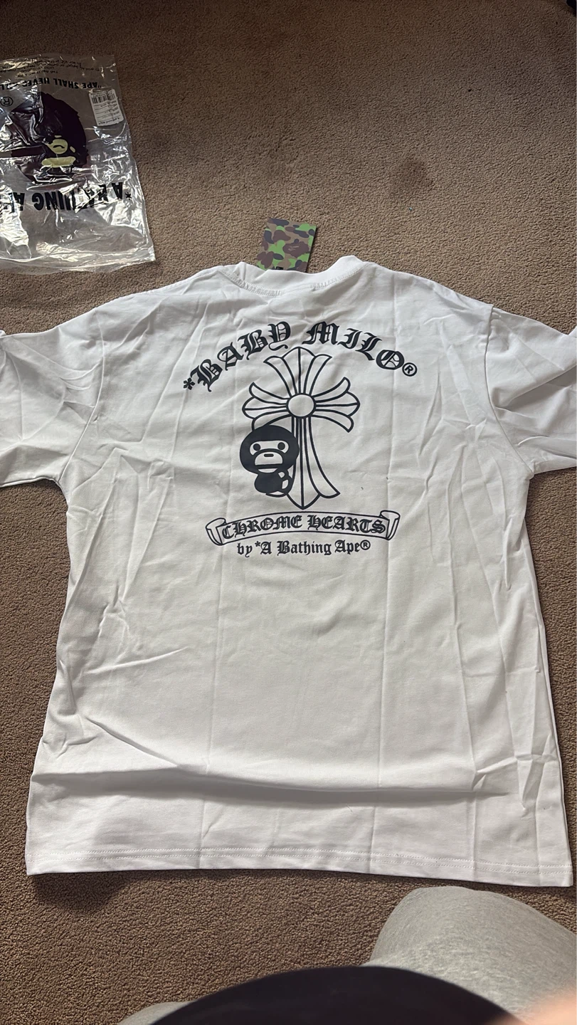A Bathing Ape Baby Milo Chrome Hearts T-Shirt White - photo 2