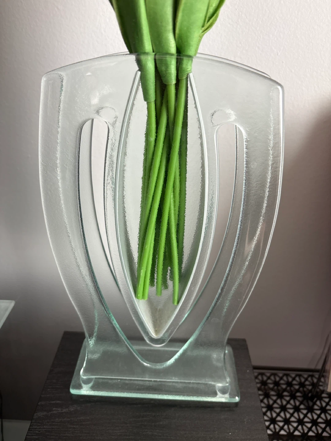 Artificial Cream Tulips in Glass Vase - photo 2