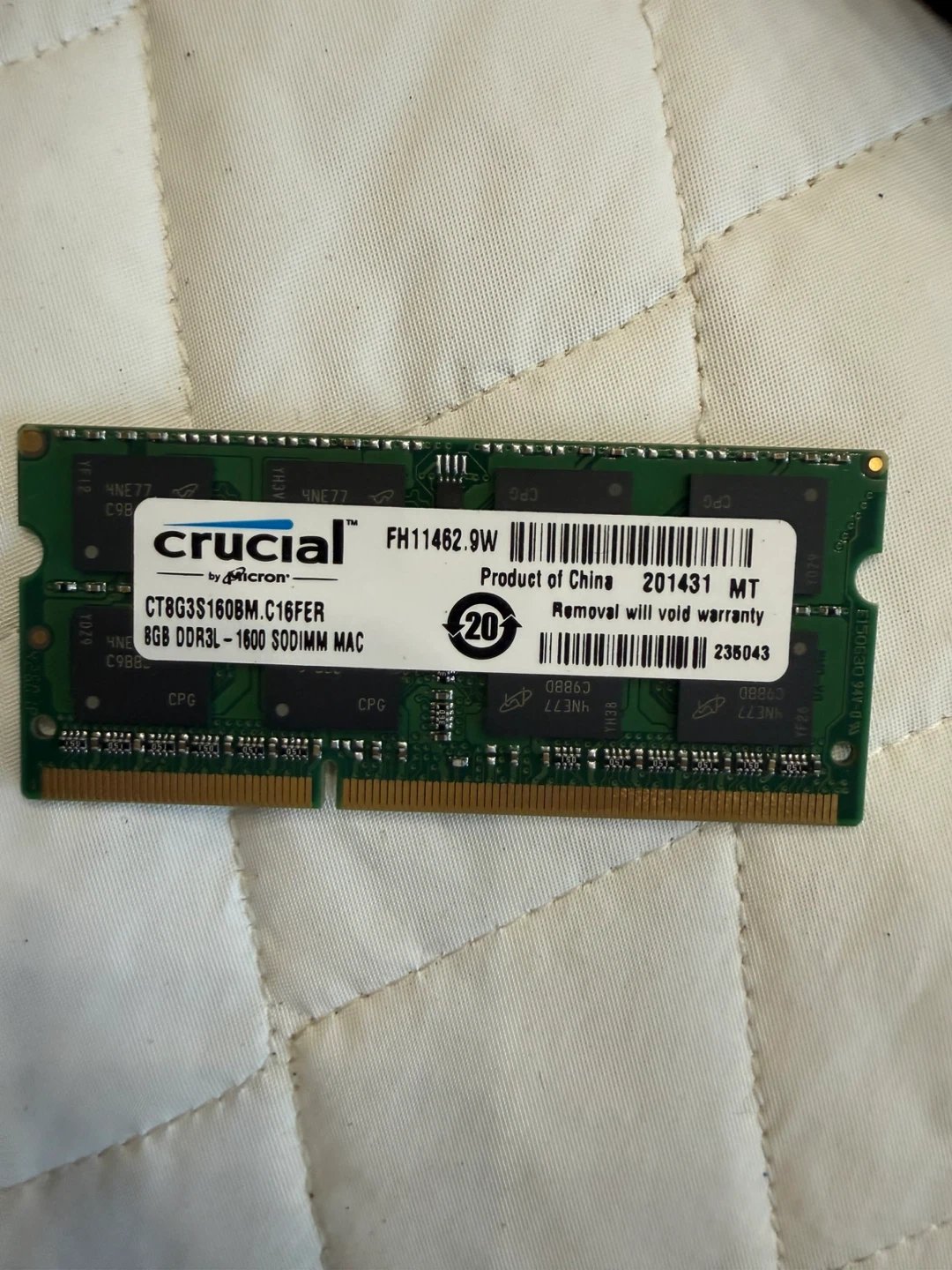 Crucial 8GB DDR3L-1600 SODIMM MAC RAM