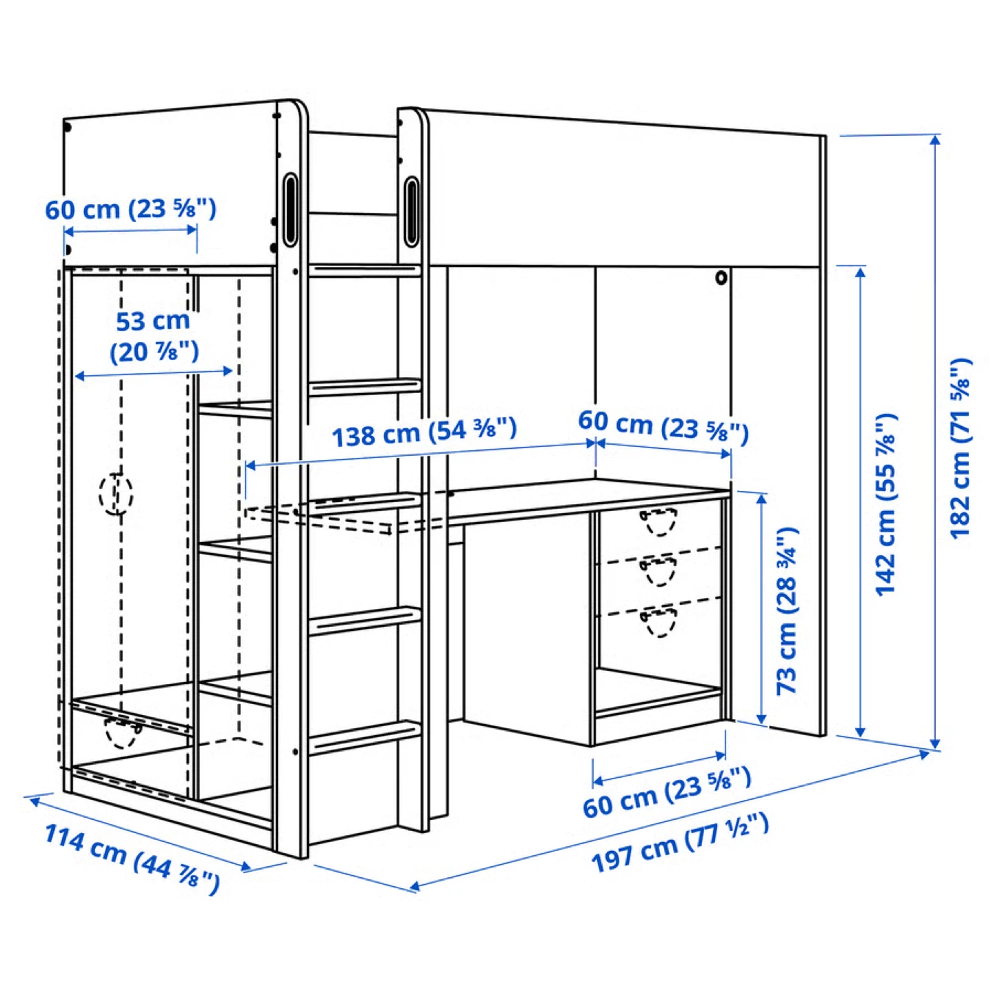 IKEA SMÅSTAD White Loft Bed with Desk and Storage - photo 3