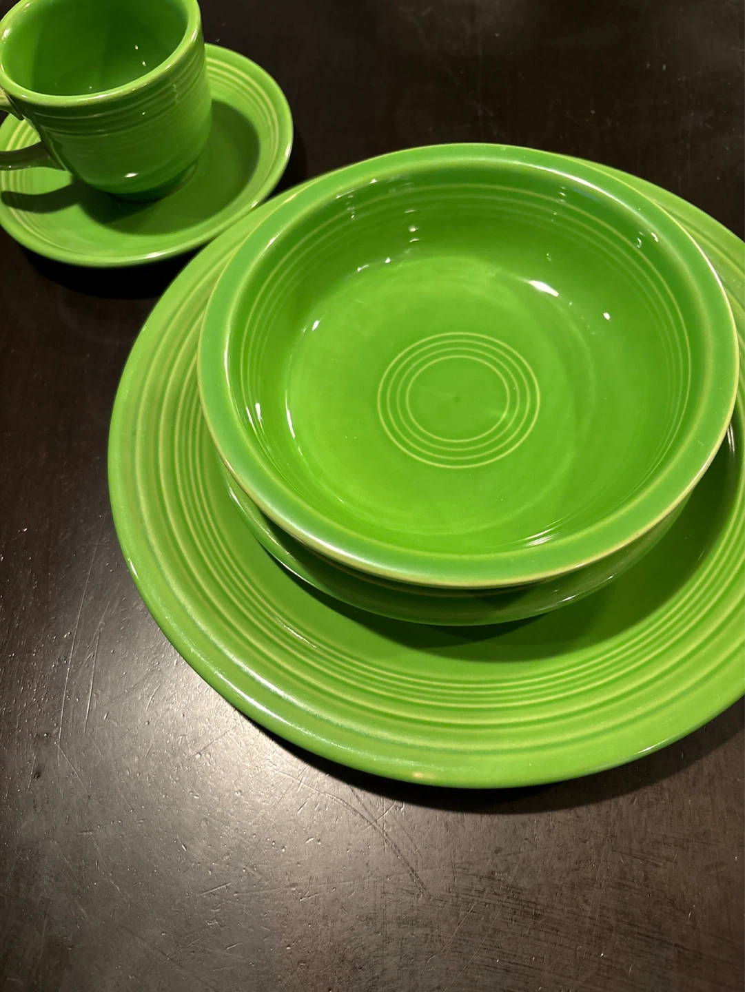 Fiesta Ware Dishes - Plate, Bowl, Cup & Saucer Set