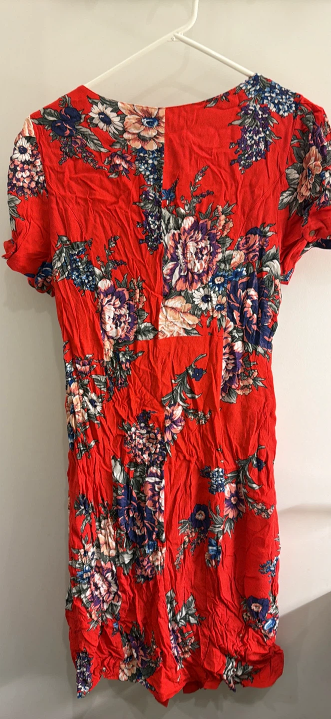 Maeve by Anthropologie Red Floral Button-Up Dress Size 14 - photo 3