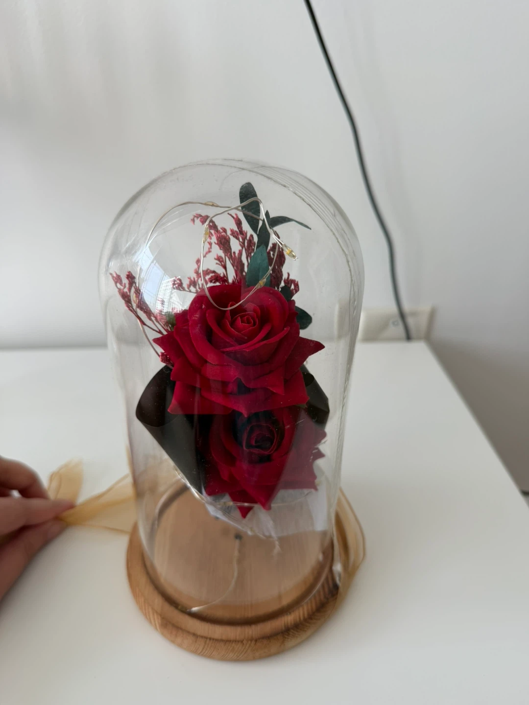 Artificial Rose in Glass Dome with LED Lights - photo 3