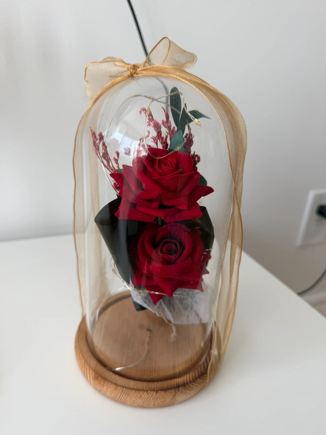 Artificial Rose in Glass Dome with LED Lights - photo 2