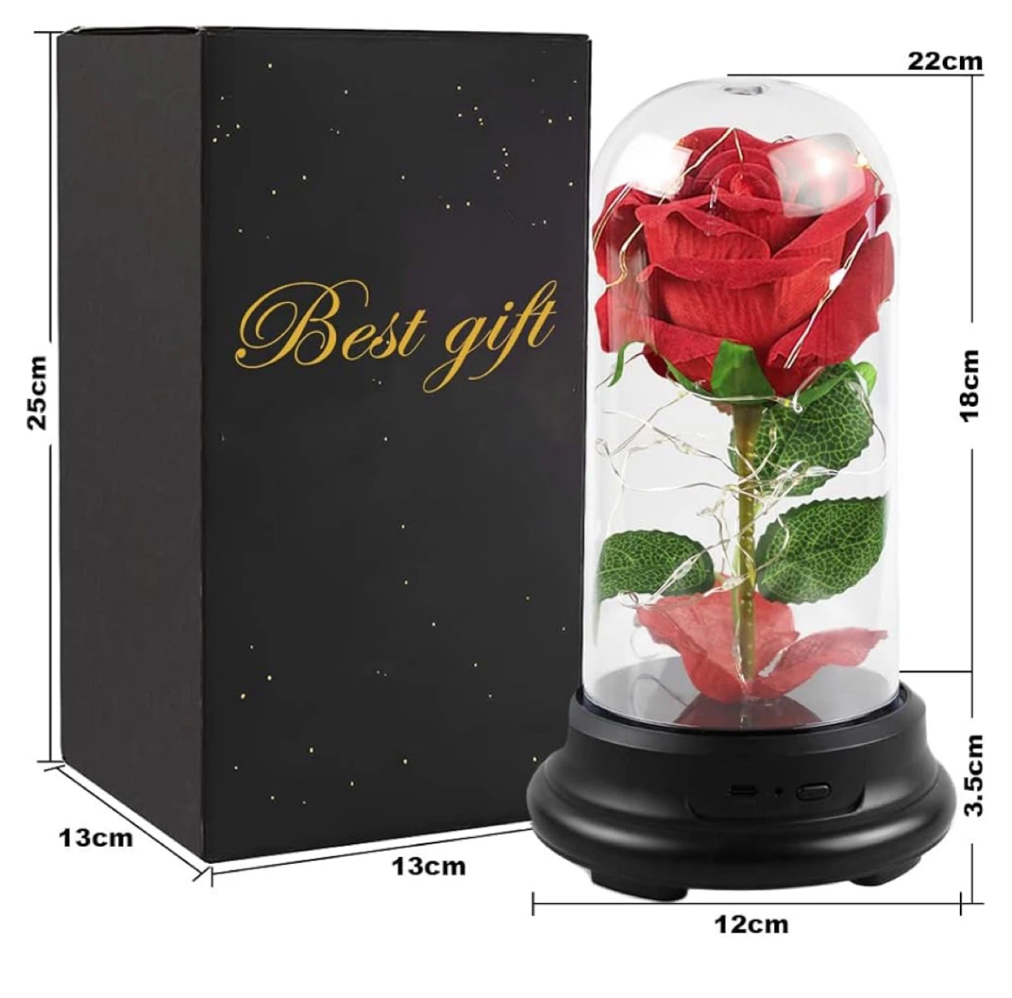 Artificial Rose in Glass Dome with LED Lights - photo 4