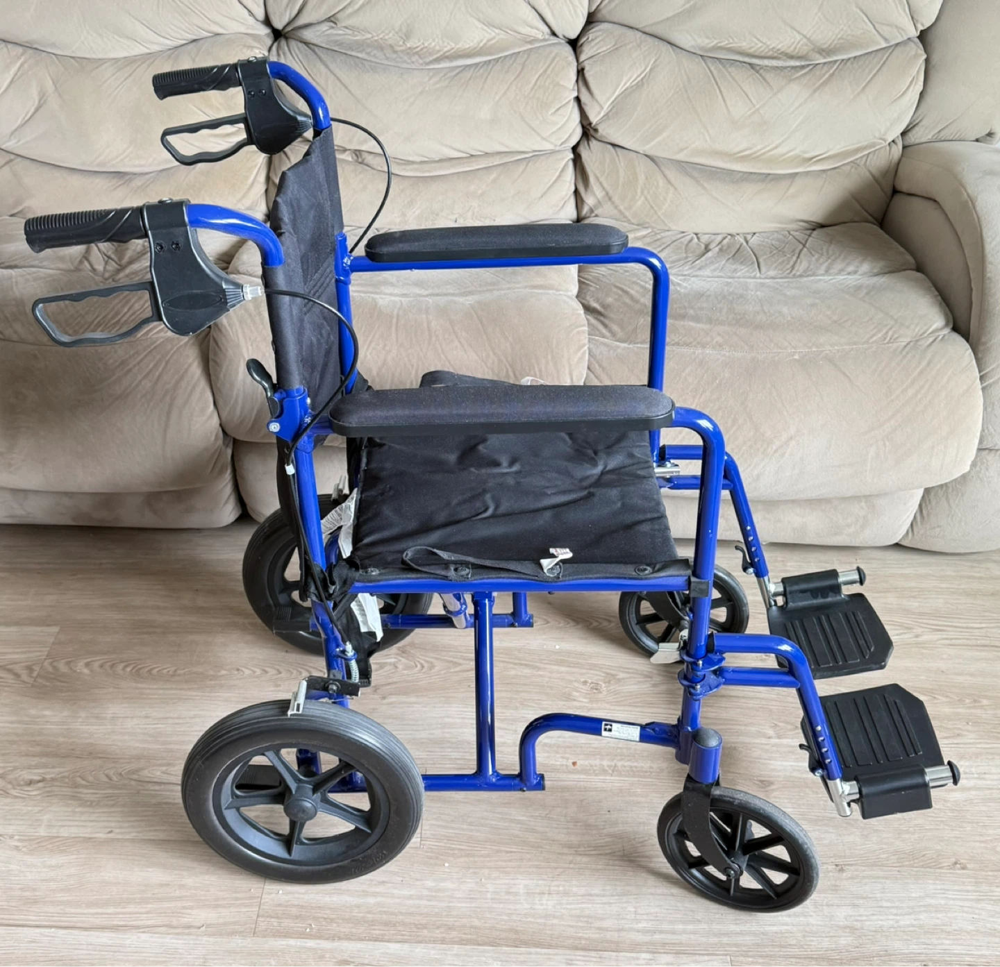 Blue Transport Wheelchair - photo 2