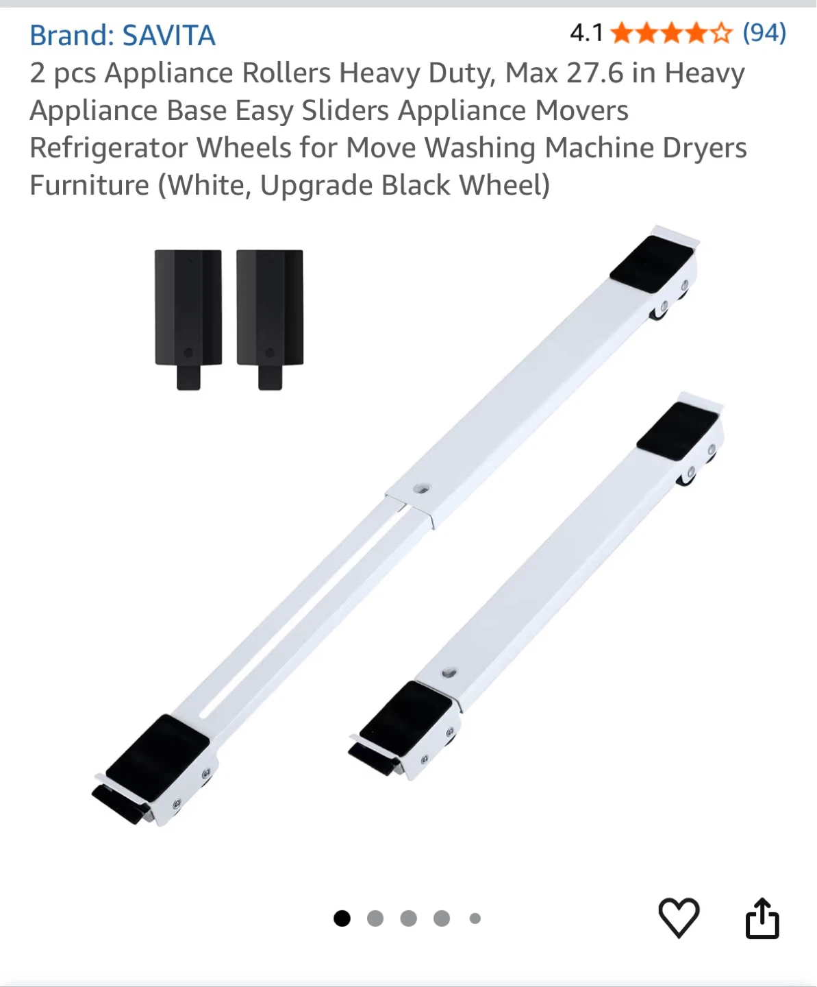 SAVITA 2 pcs Appliance Rollers Heavy Duty Max 27.6 in White
