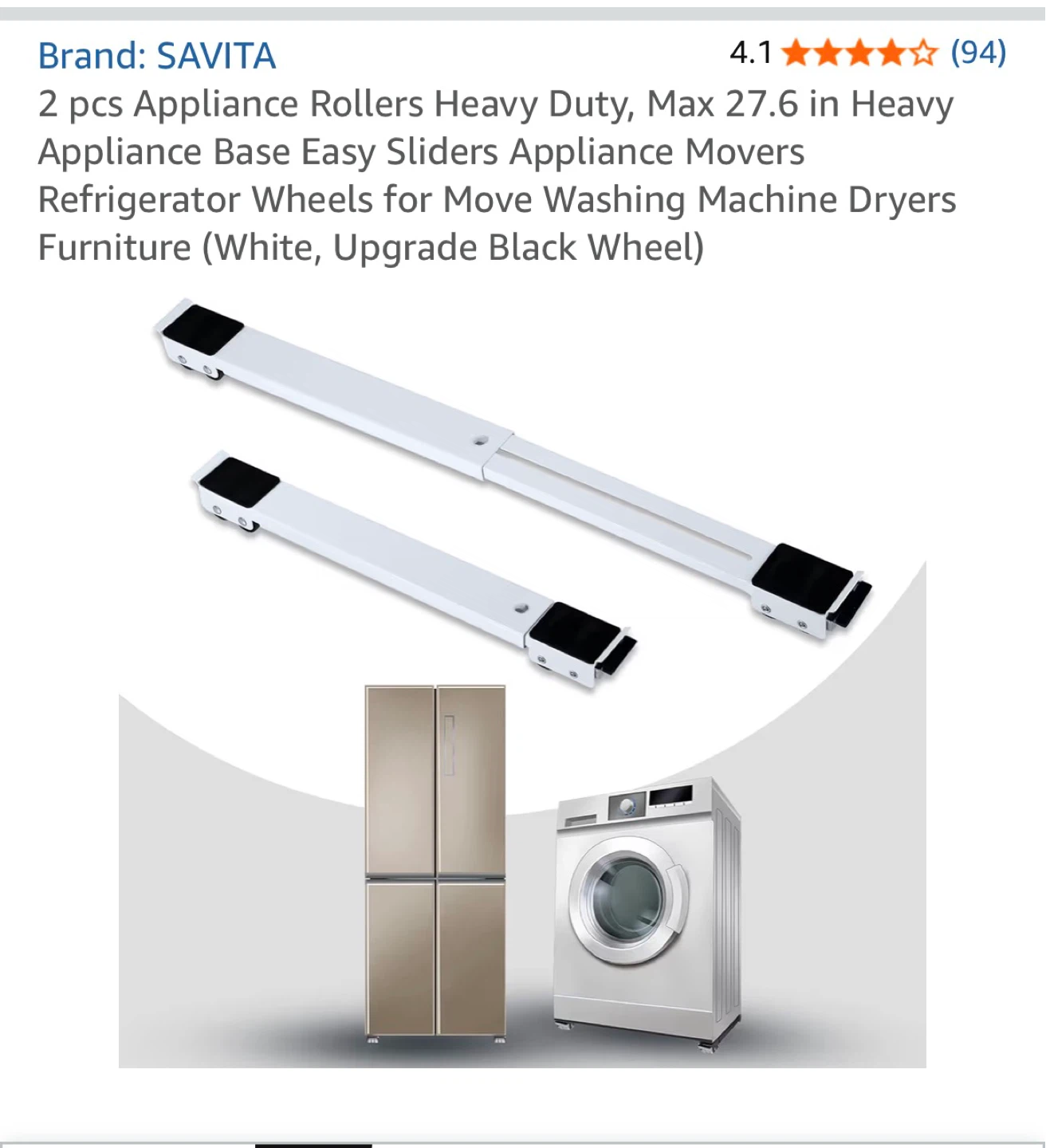 SAVITA 2 pcs Appliance Rollers Heavy Duty Max 27.6 in White - photo 2