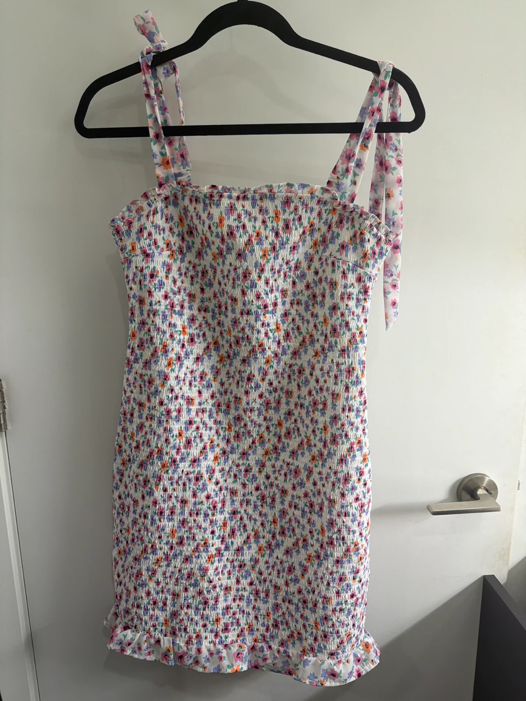 Winners Floral Smocked Mini Dress with Tie Straps