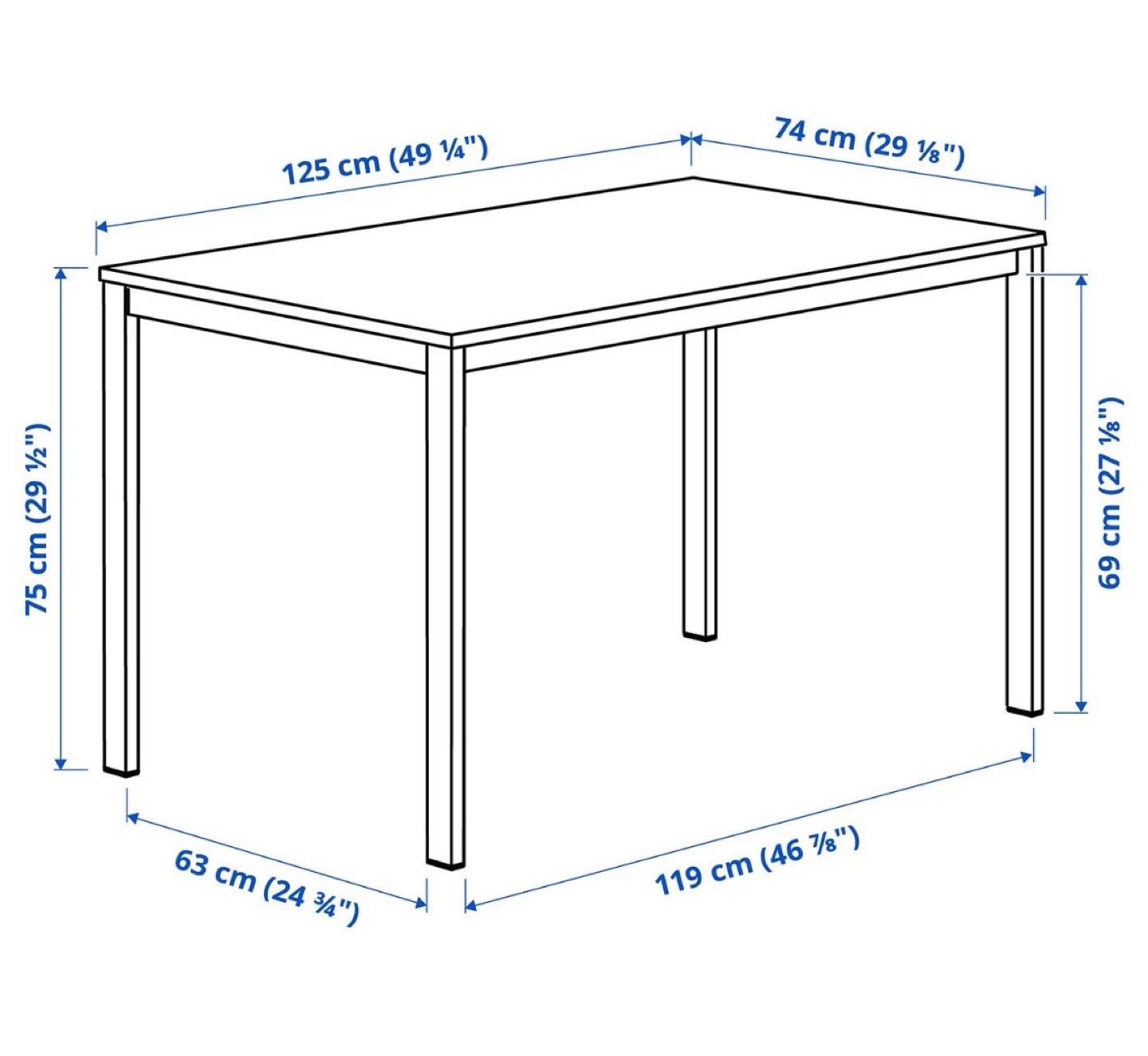 IKEA White Dining Table - 125cm x 74cm - photo 2