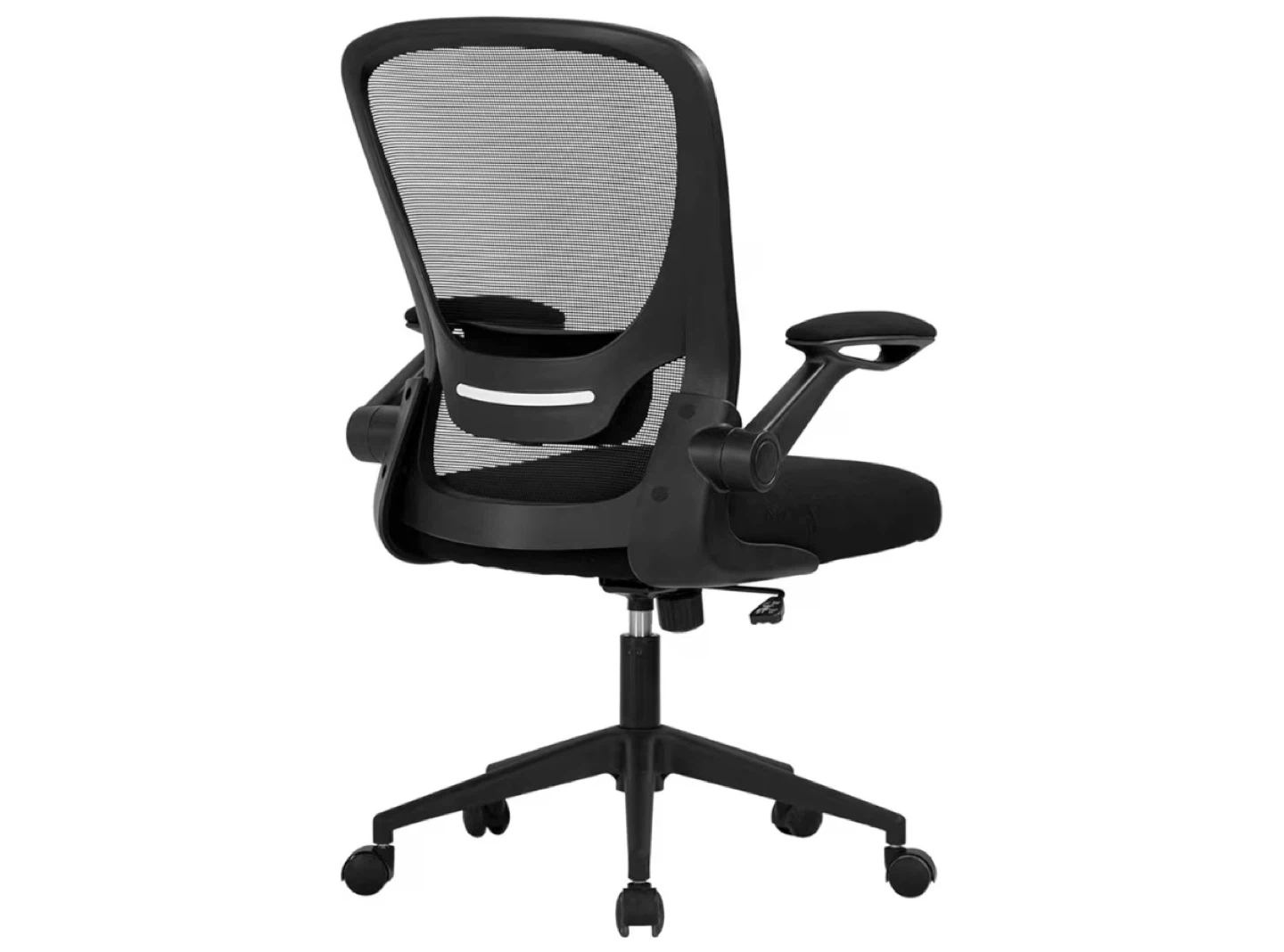 Black Mesh Office Chair with Flip-Up Arms