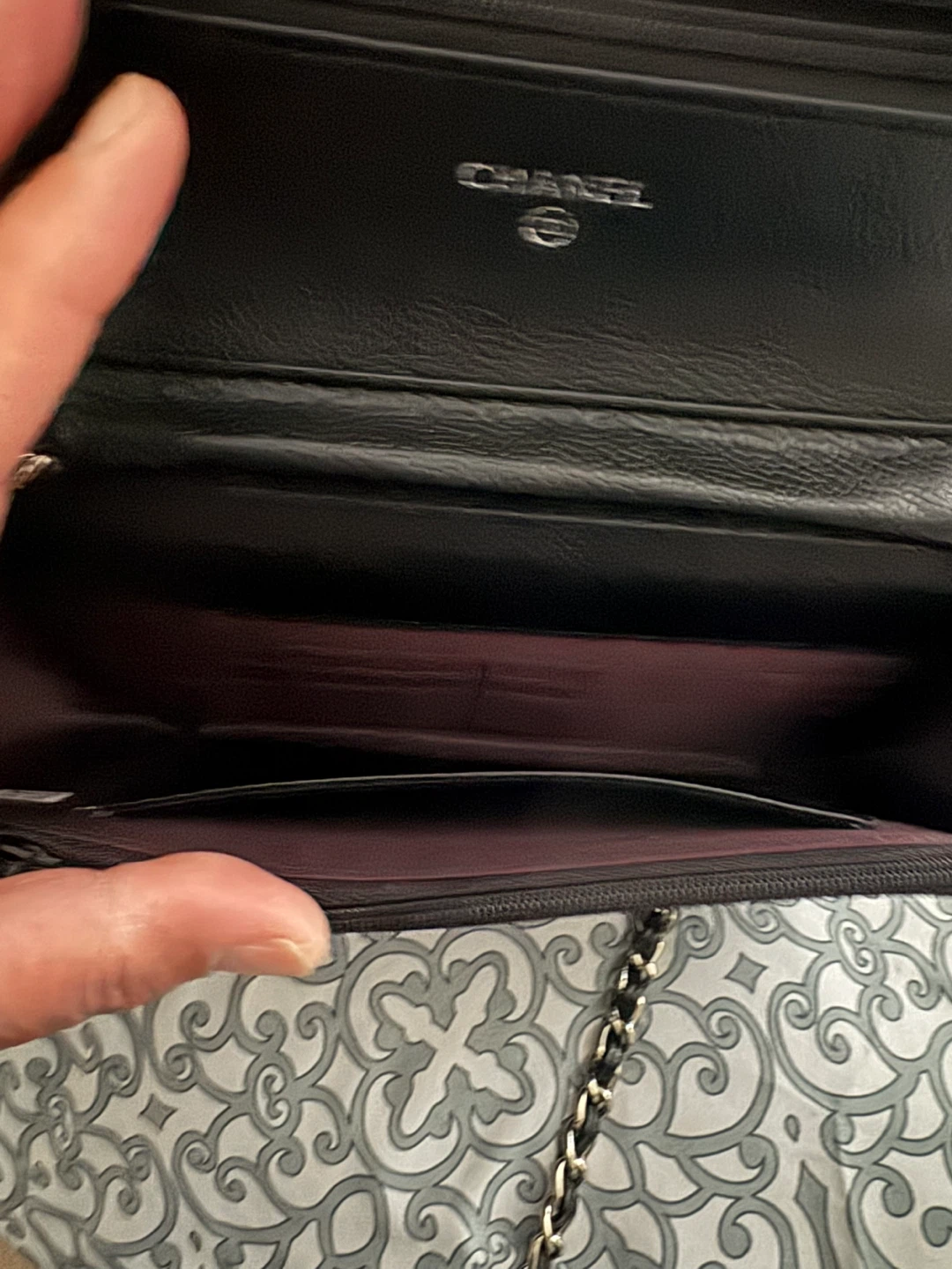 Brand new CC Black Quilted Caviar Leather Wallet On Chain - photo 3