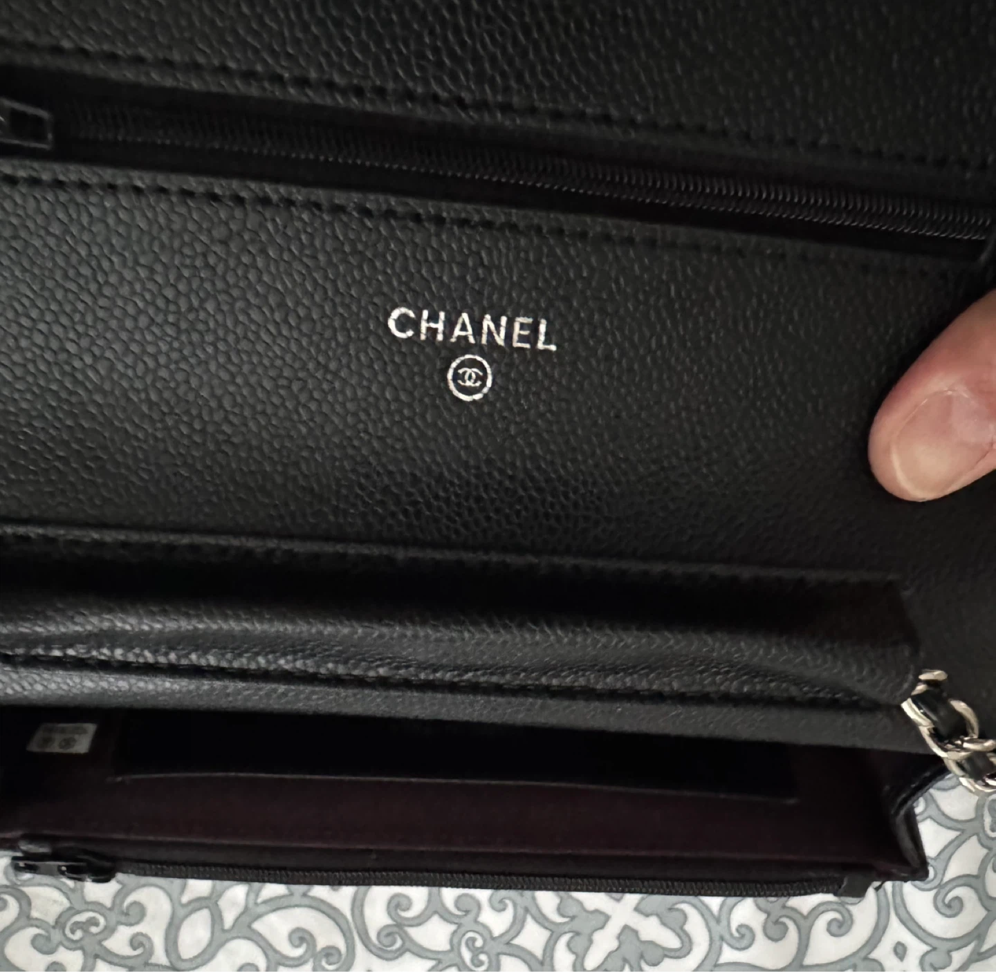 Brand new CC Black Quilted Caviar Leather Wallet On Chain - photo 4
