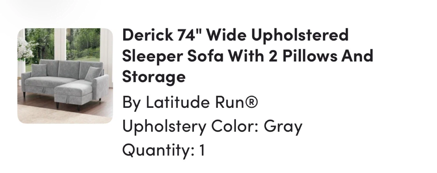 Derick 74" Gray Upholstered Sleeper Sofa with Storage - photo 4