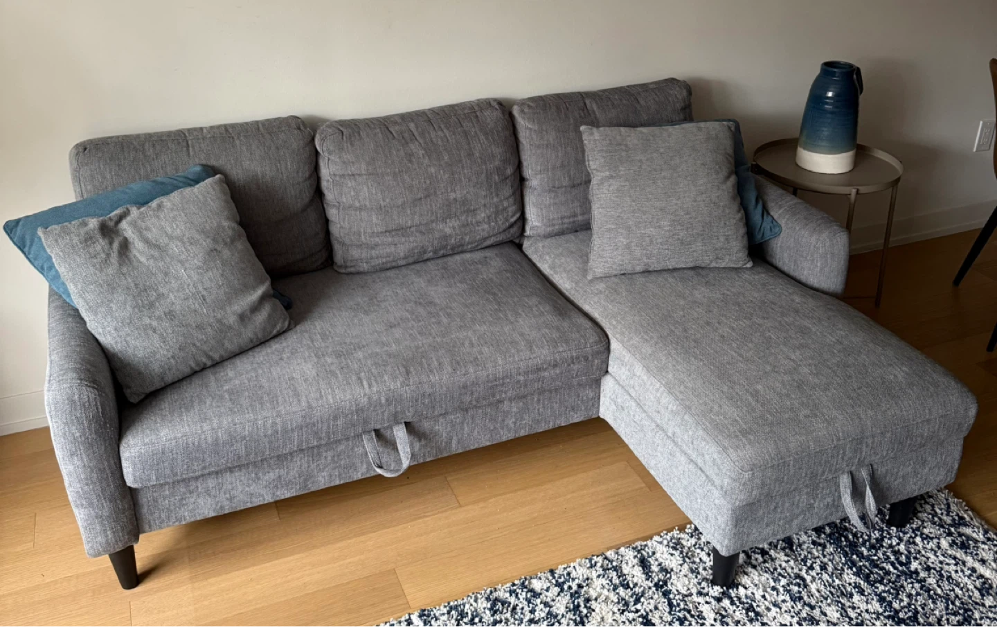 Derick 74" Gray Upholstered Sleeper Sofa with Storage
