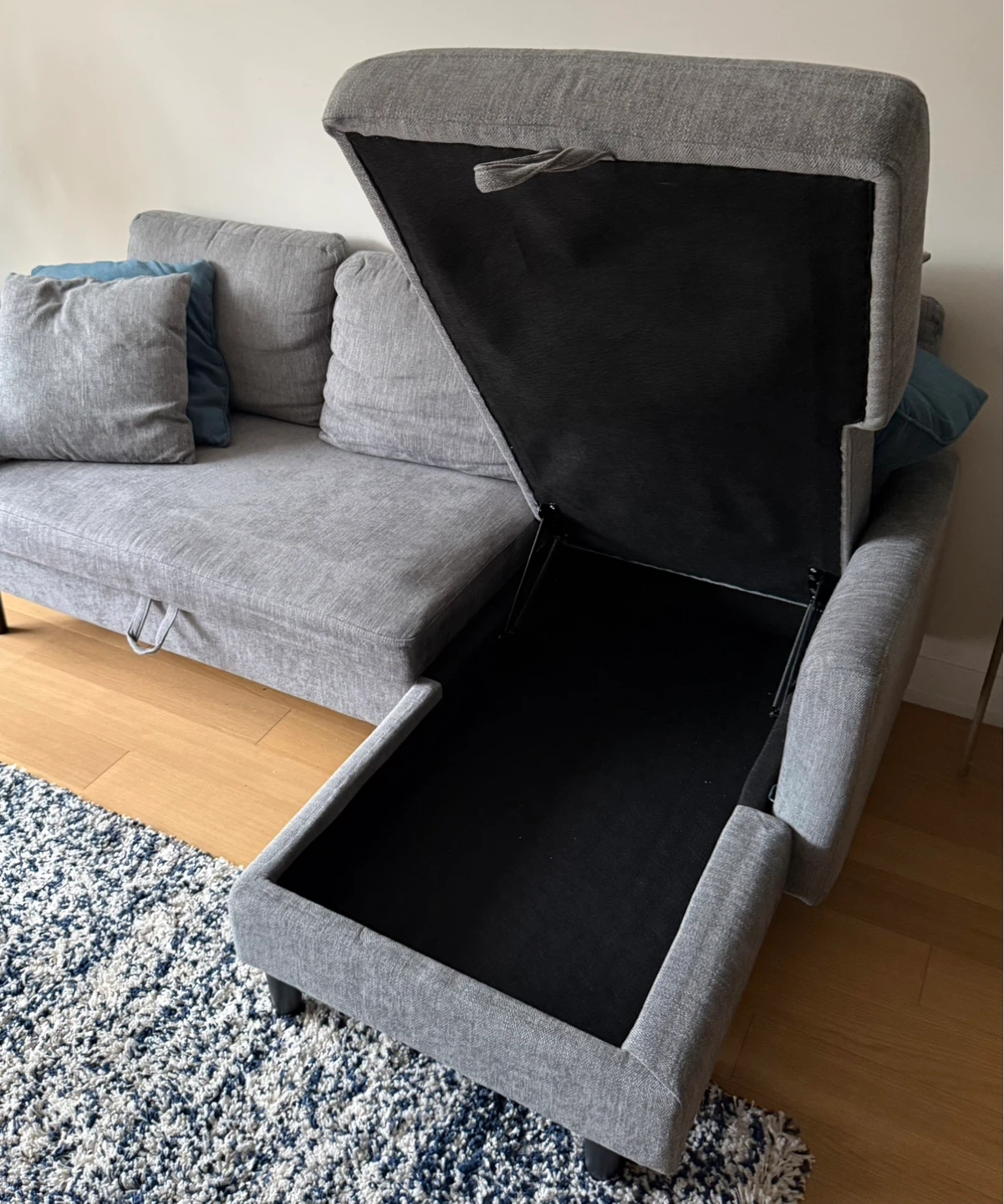 Derick 74" Gray Upholstered Sleeper Sofa with Storage - photo 3