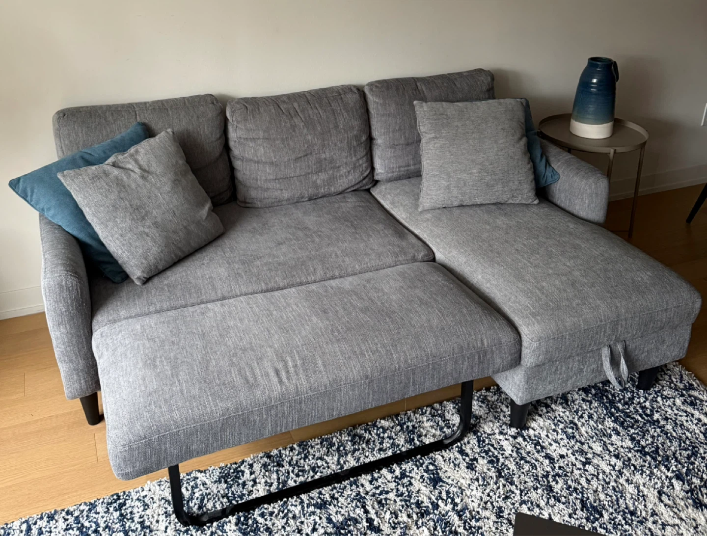 Derick 74" Gray Upholstered Sleeper Sofa with Storage - photo 2