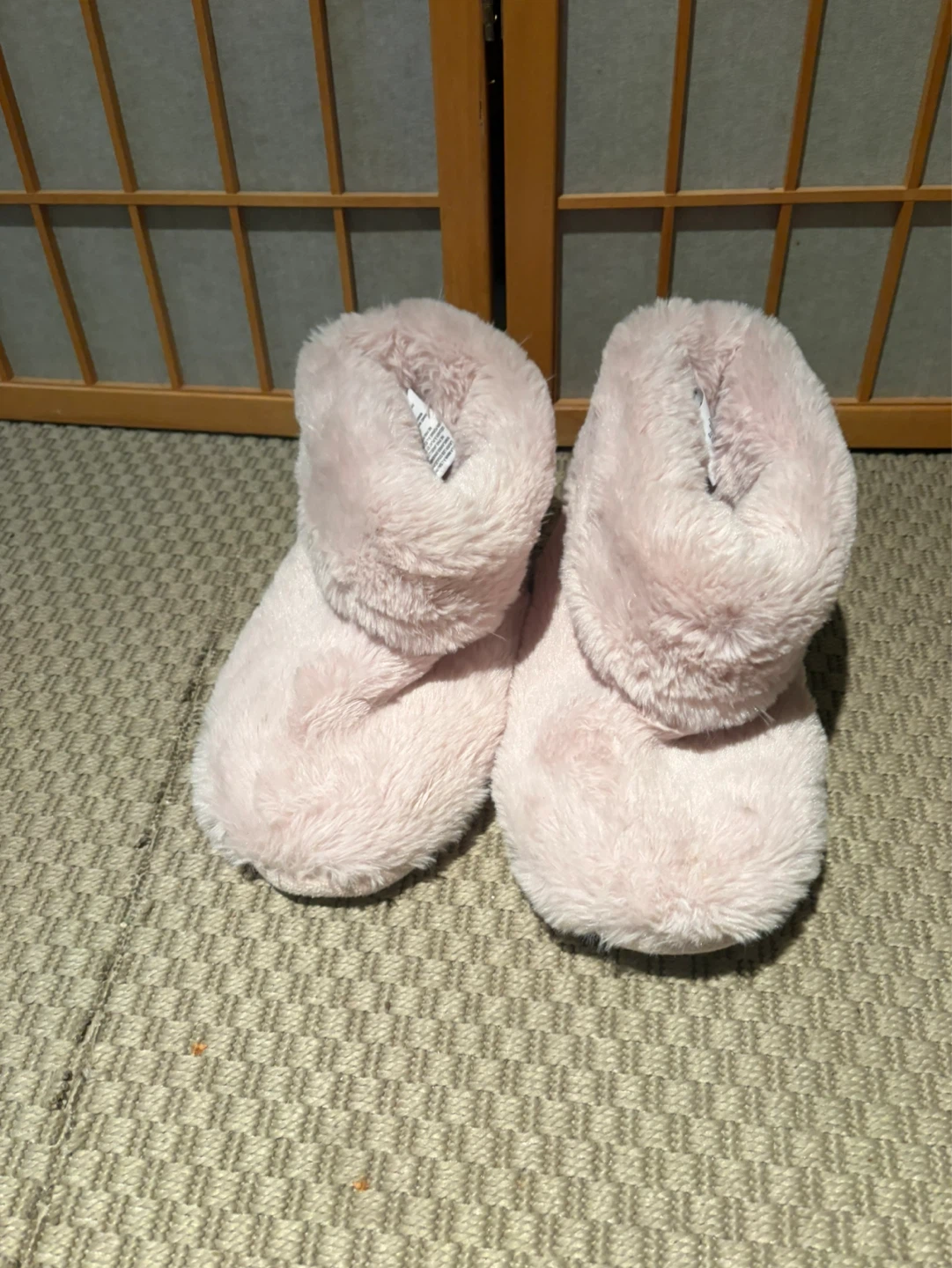 Pink Faux Fur Bootie Slippers