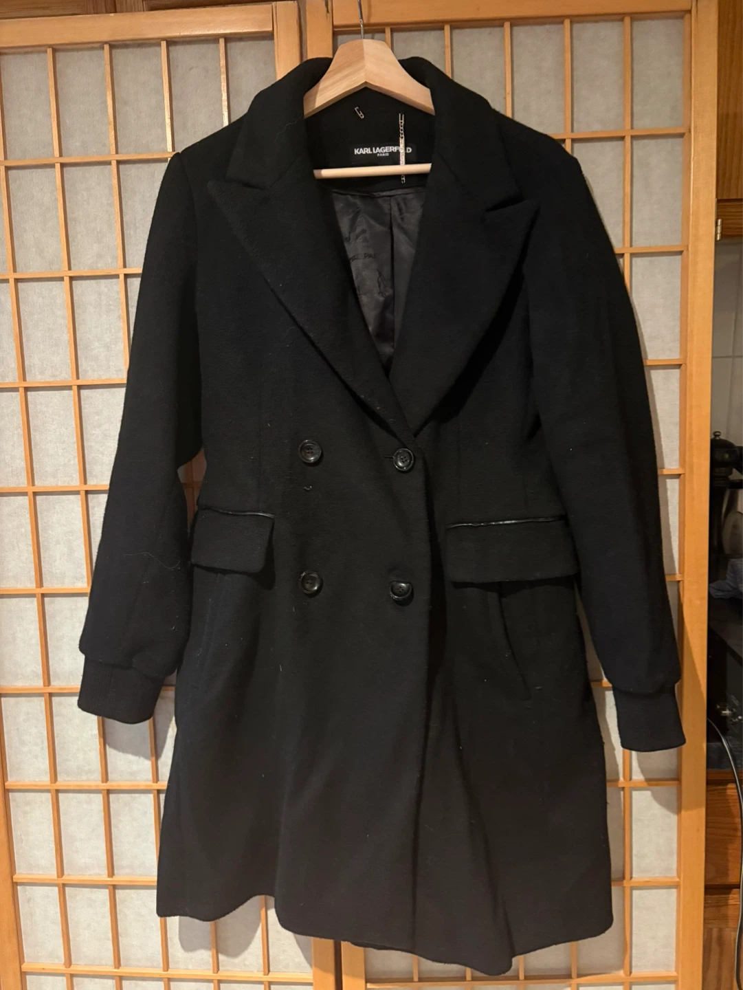 Karl Lagerfeld Paris Women's Black Wool Coat Size S