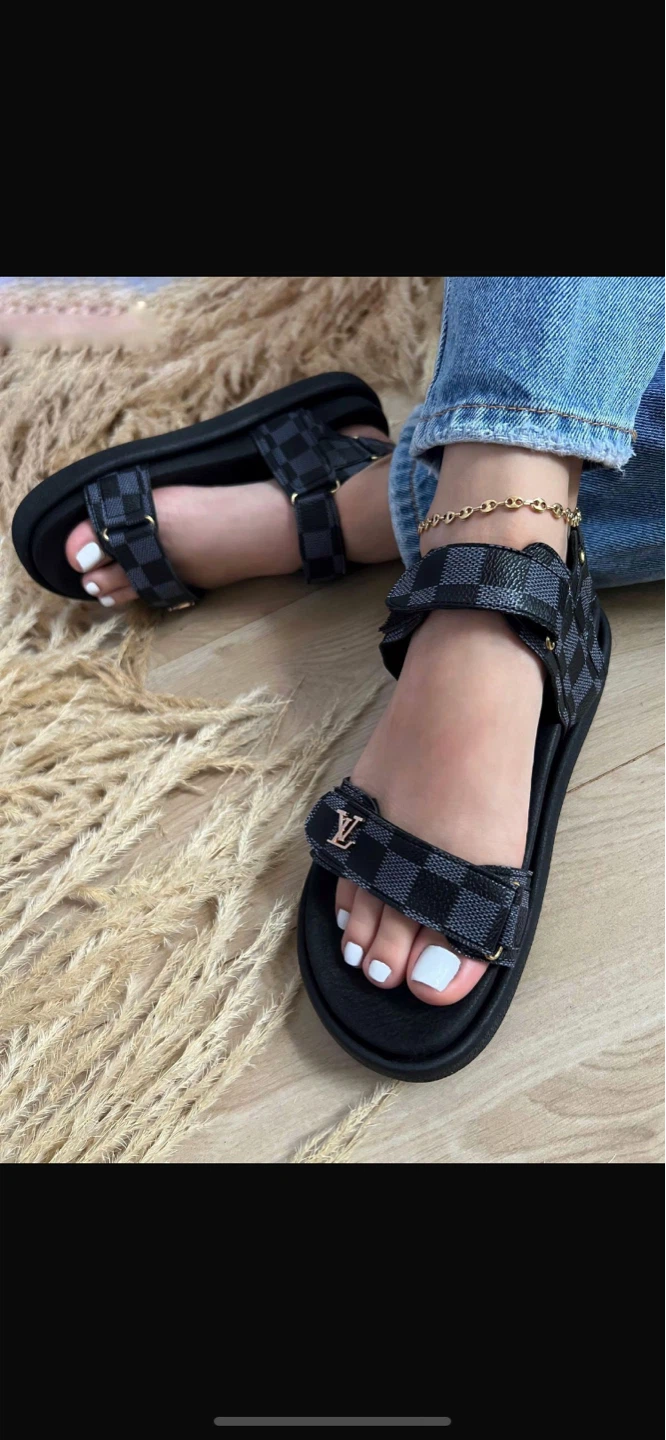 Louis Vuitton Damier Ebene Canvas Sandals