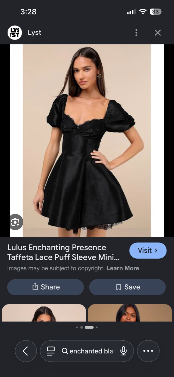 Lulus Enchanting Presence Mini Dress Black Lace Puff Sleeve - photo 3