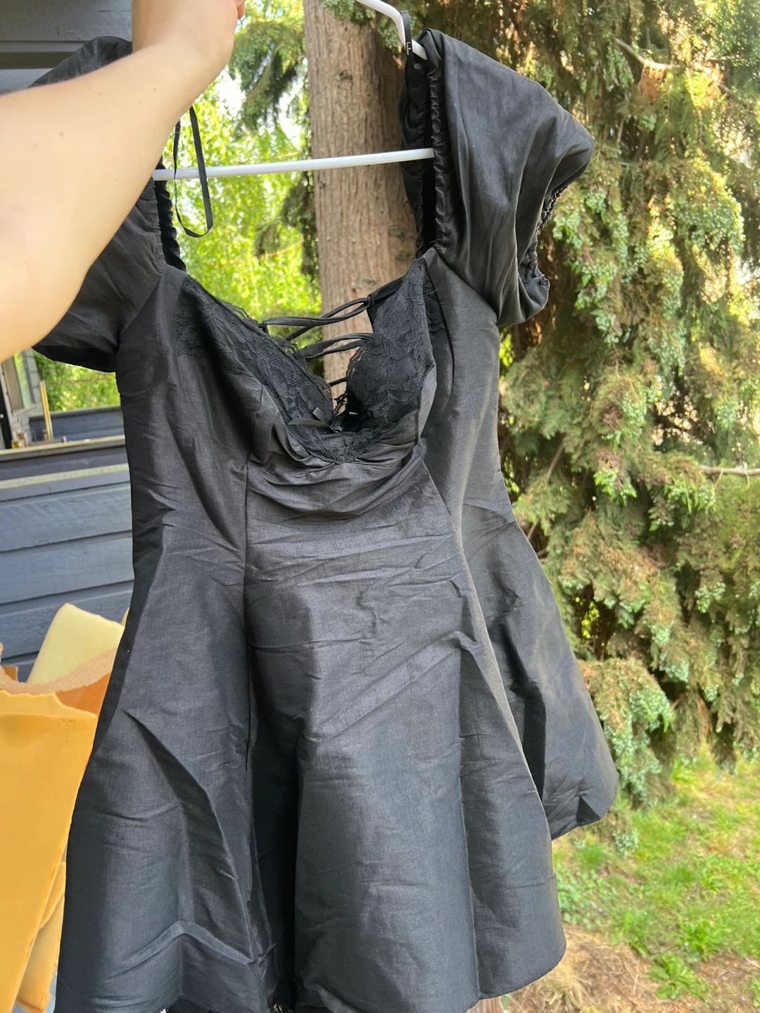 Lulus Enchanting Presence Mini Dress Black Lace Puff Sleeve