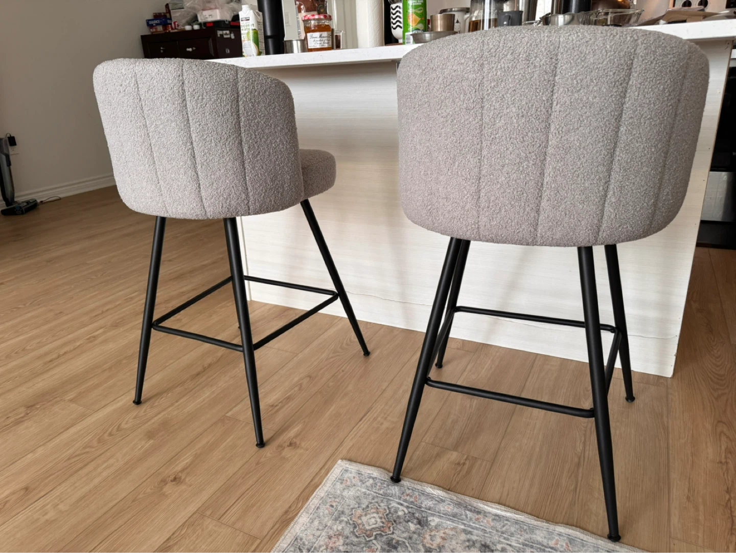 Brand New Set of 2 Grey Boucle Bar Stools - photo 2