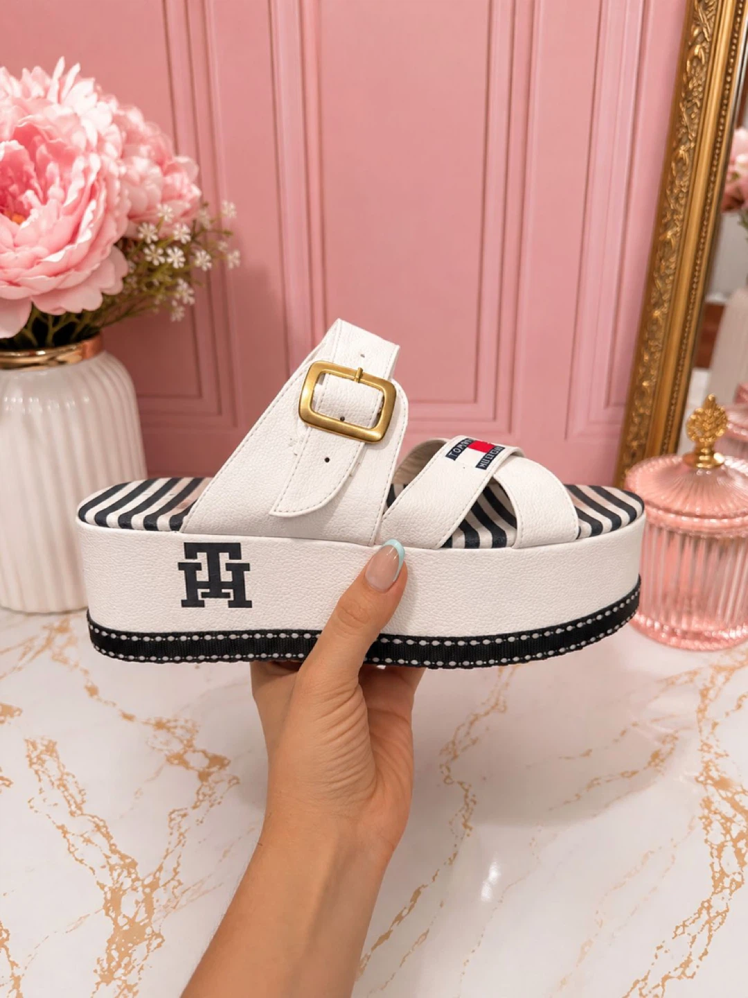 Tommy Hilfiger White Platform Sandals