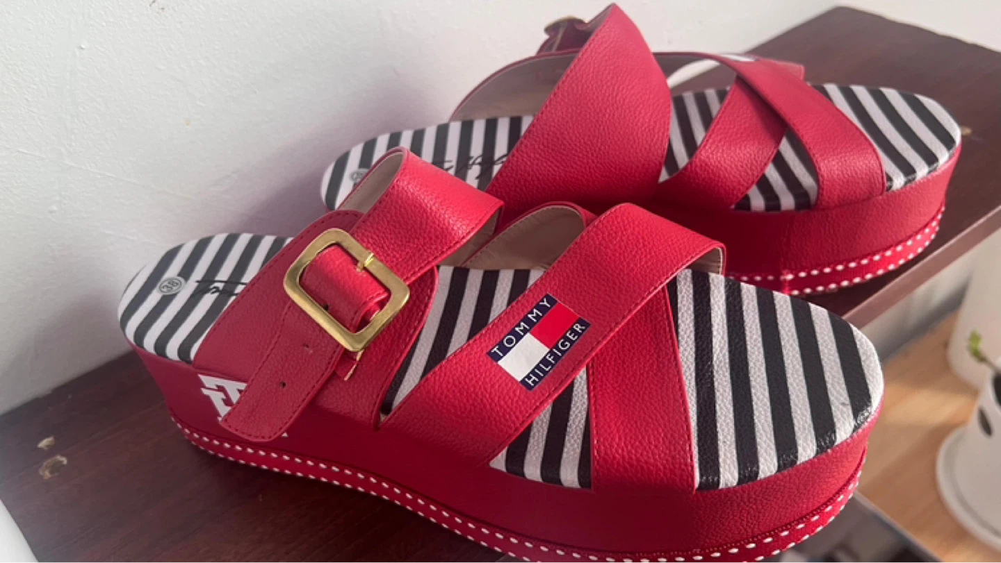 Tommy Hilfiger Red Platform Sandals Size 38