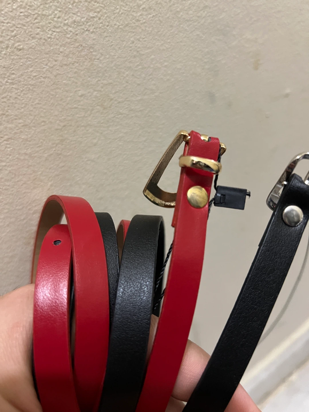 Red and Black Skinny Belts (2-Pack)