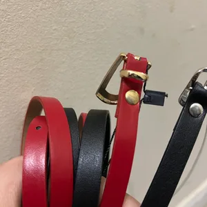 Red and Black Skinny Belts (2-Pack)
