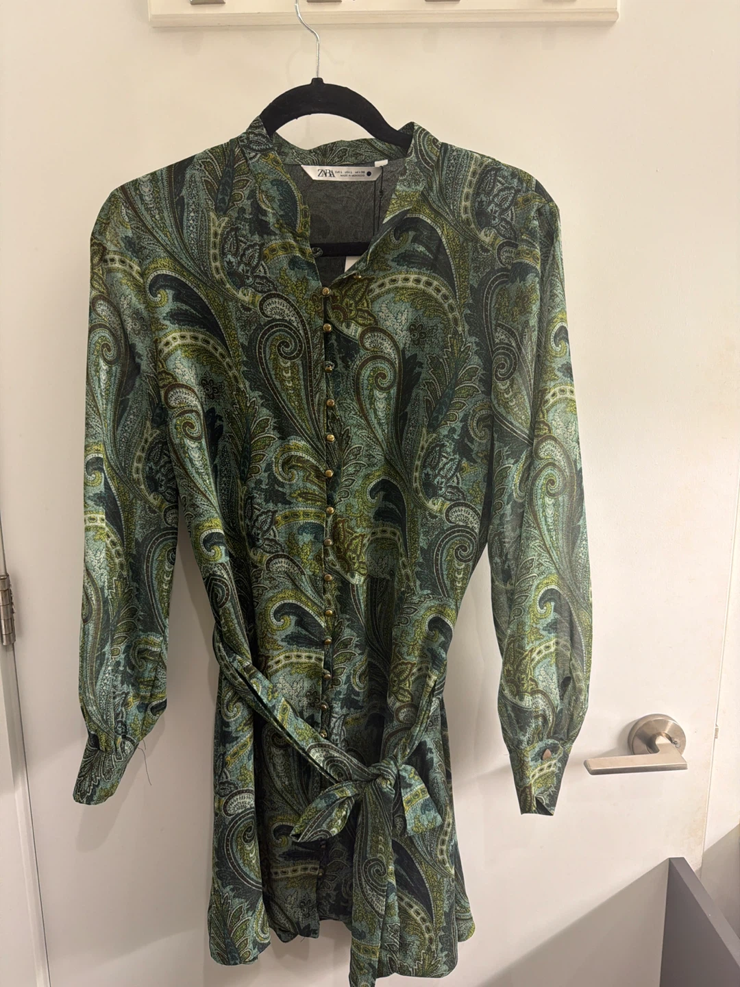 Zara Paisley Print Belted Dress - Size L