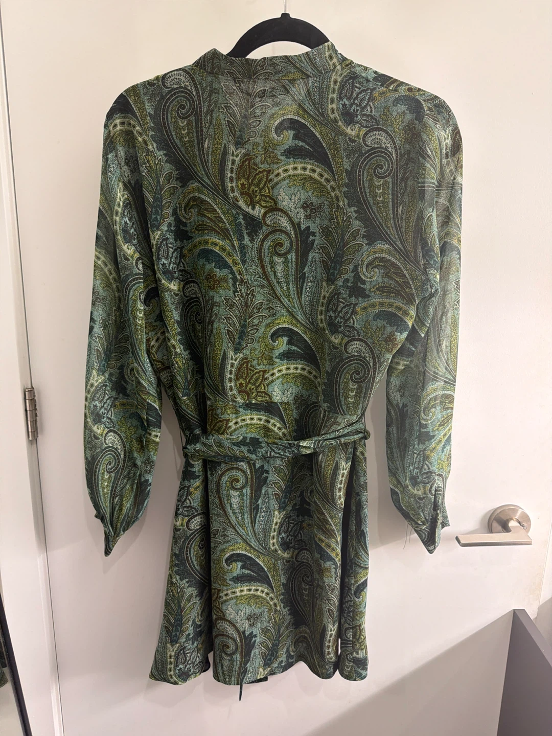 Zara Paisley Print Belted Dress - Size L - photo 4