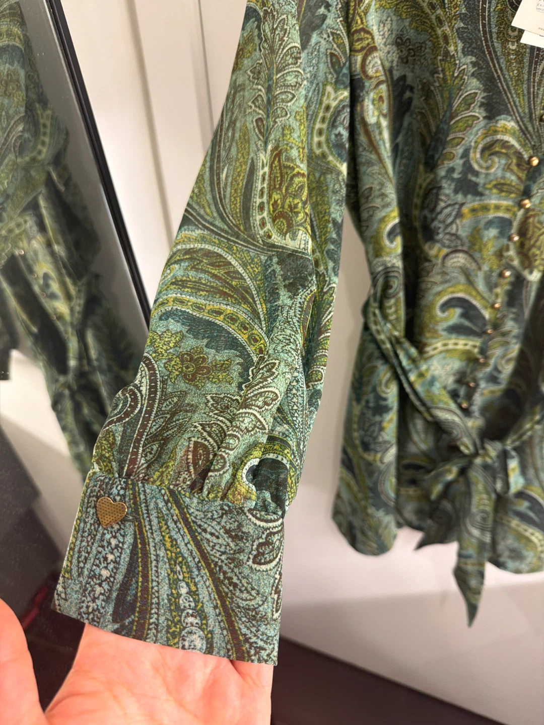 Zara Paisley Print Belted Dress - Size L - photo 3