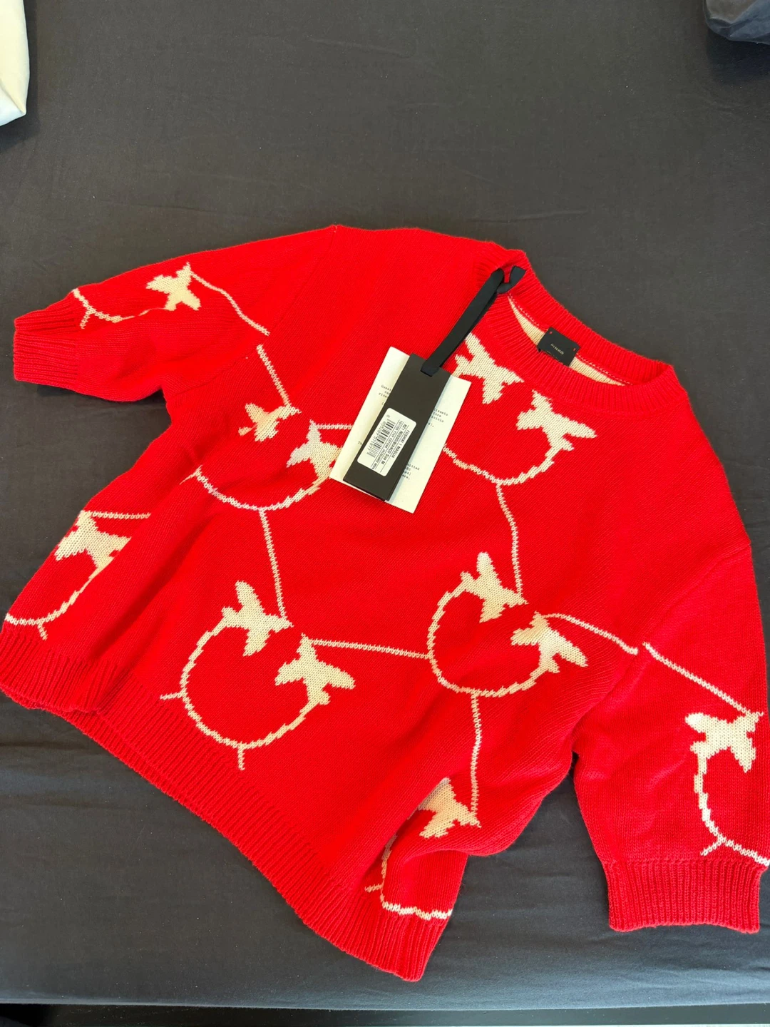 Pinko Red Knit Sweater with White Pattern - Size M - photo 4